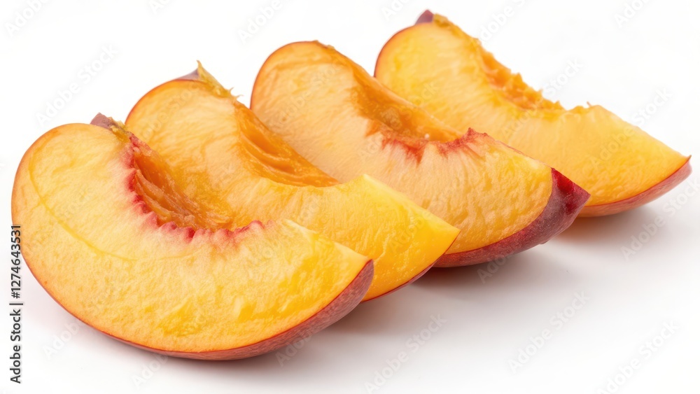 Peach Slices on White Background Peach Slices on White Background