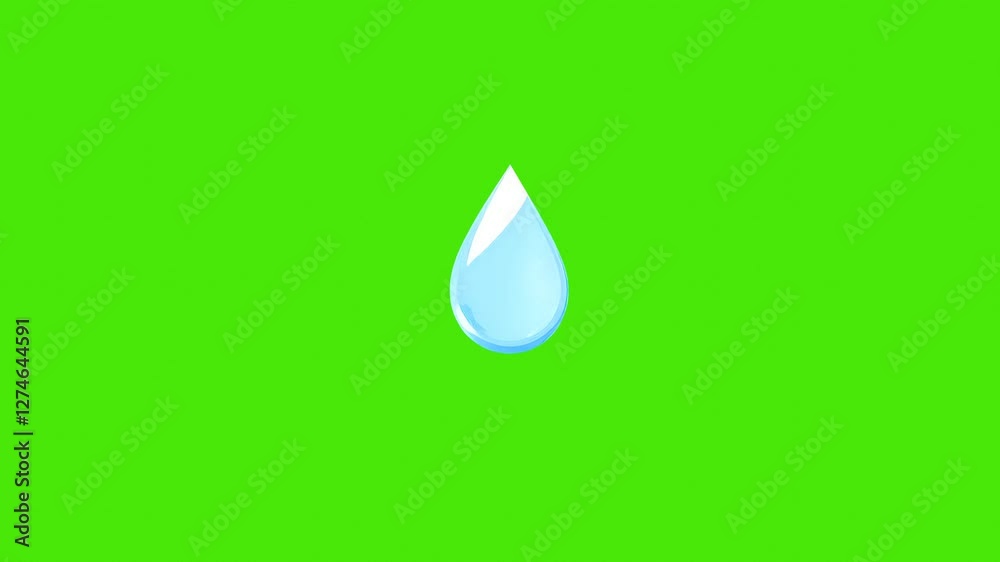 4k animation of water drop isolated on green screen