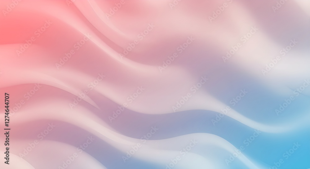 Obraz premium Soft pastel gradient background with wavy pattern. Abstract fluid design in pink, purple, and blue hues. Smooth transitions for artistic or digital projects.