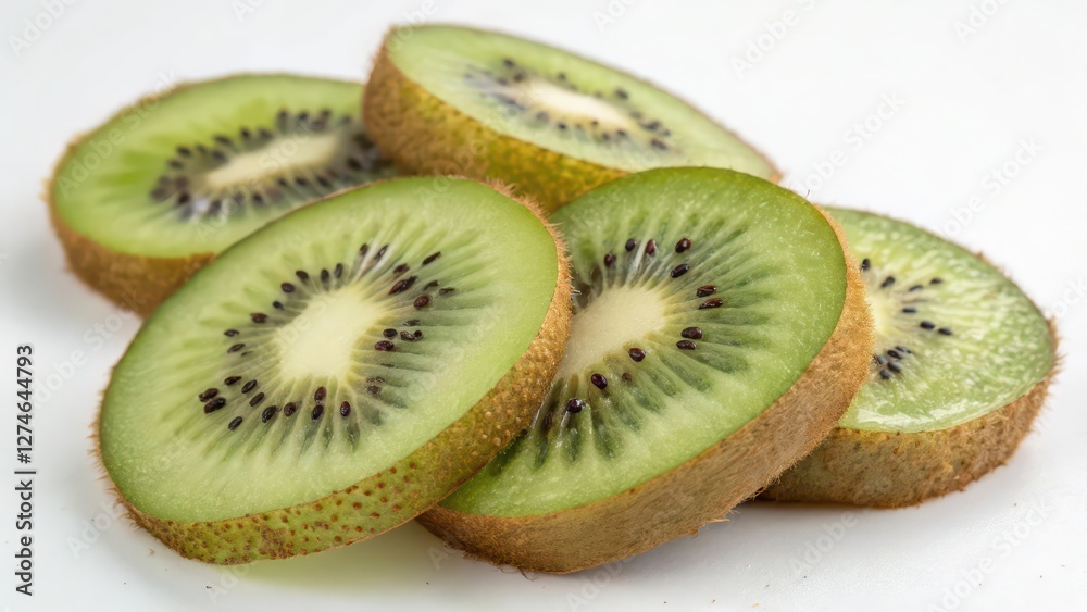 Sliced Kiwi Fruit on White Background Sliced Kiwi Fruit on White Background
