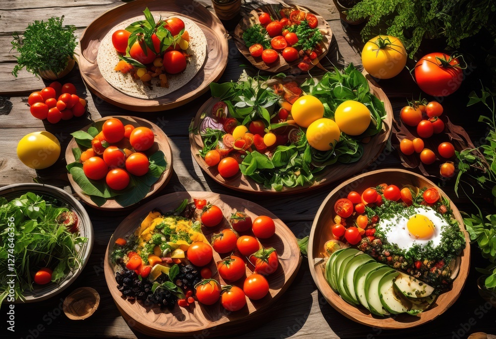vibrant colorful food compositions showcasing array diverse diets fresh ingredients artistic arrangements, appetizers, bowls, bites, brunch, catering vibrant colorful food compositions showcasing array diverse diets fresh ingredients artistic arrangements, appetizers, bowls, bites, brunch, catering