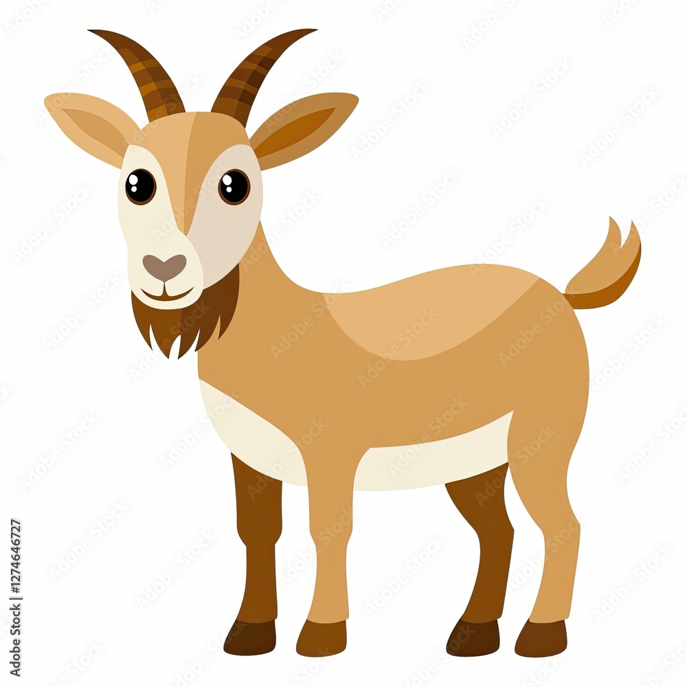 Fototapeta premium Cute goat standing with a friendly expression on a white background