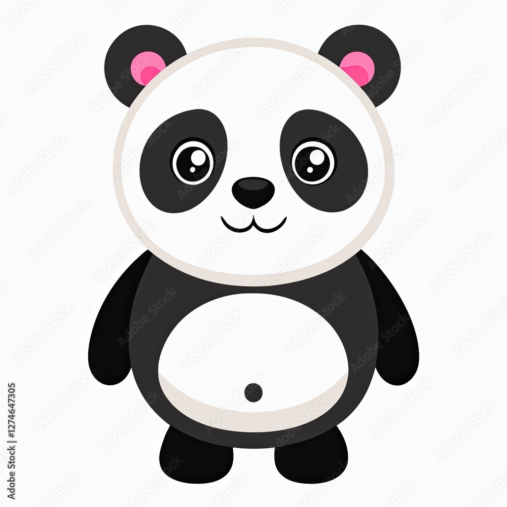 Fototapeta premium Panda character icon with smiling expression on white background