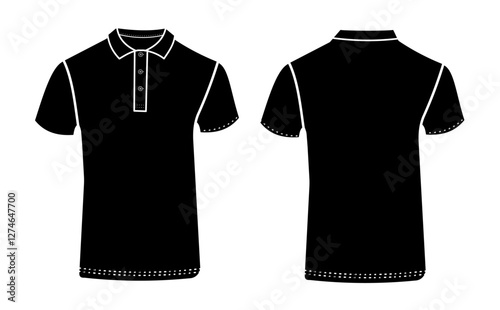 T-shirt , polo, t-shirt, outline, vector illustration, template. Back and front of t-shirt.	