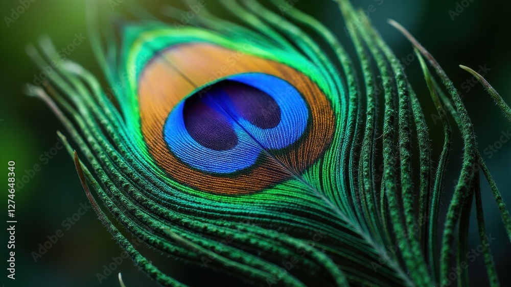 Naklejka premium A vibrant peacock feather with intricate patterns and vivid colors