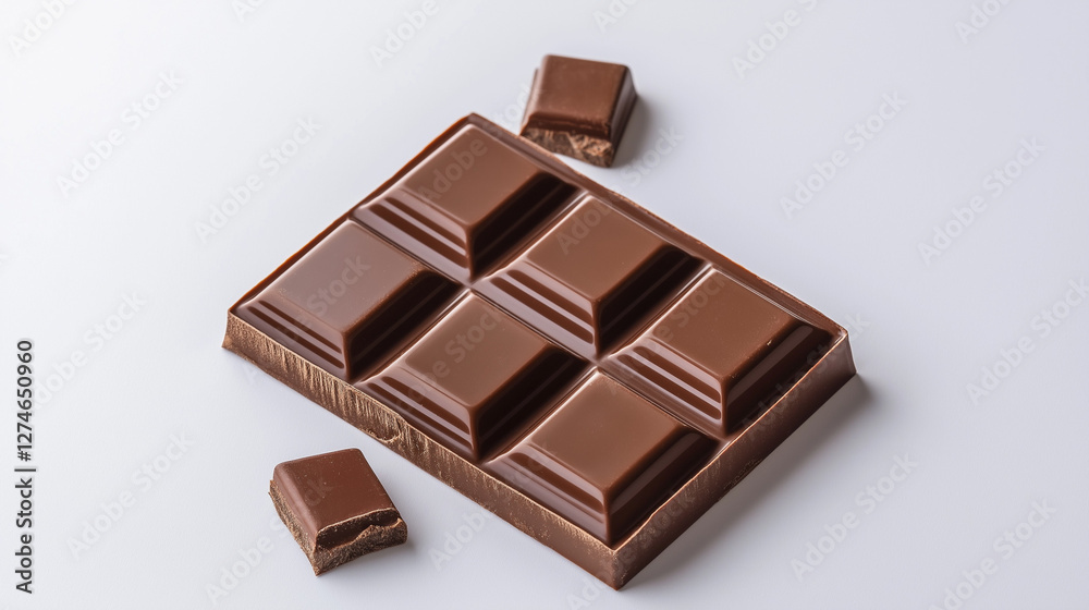 sweet dark brown chocolate isolated on white background used for advertising sweet dark brown chocolate isolated on white background used for advertising