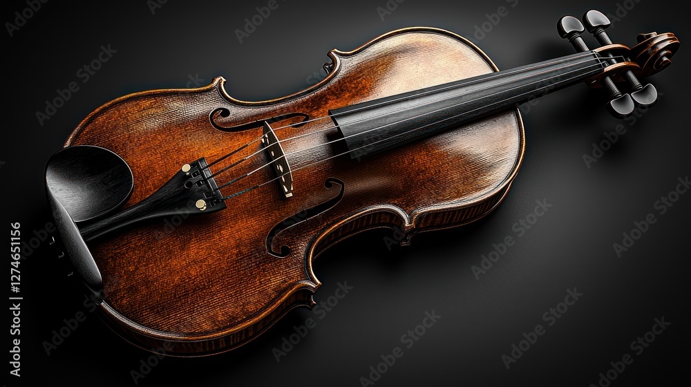 Violin on dark background; musical instrument, studio shot, classical music, website banner Violin on dark background; musical instrument, studio shot, classical music, website banner