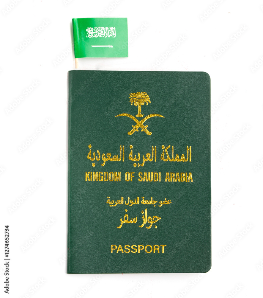 Naklejka premium saudi arabia passport with flag 