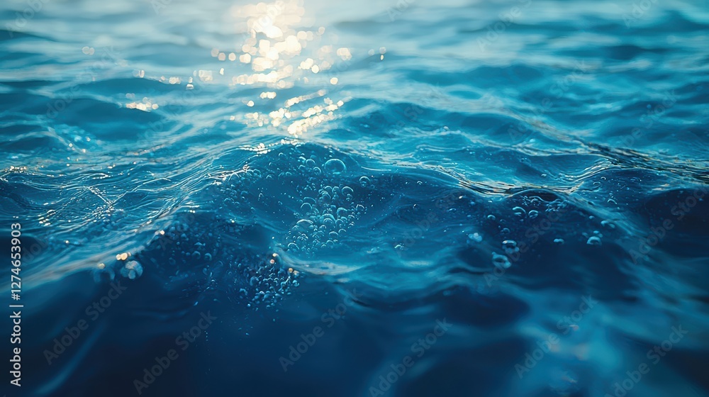 Fototapeta premium Vibrant water surface with rippling waves and air bubbles