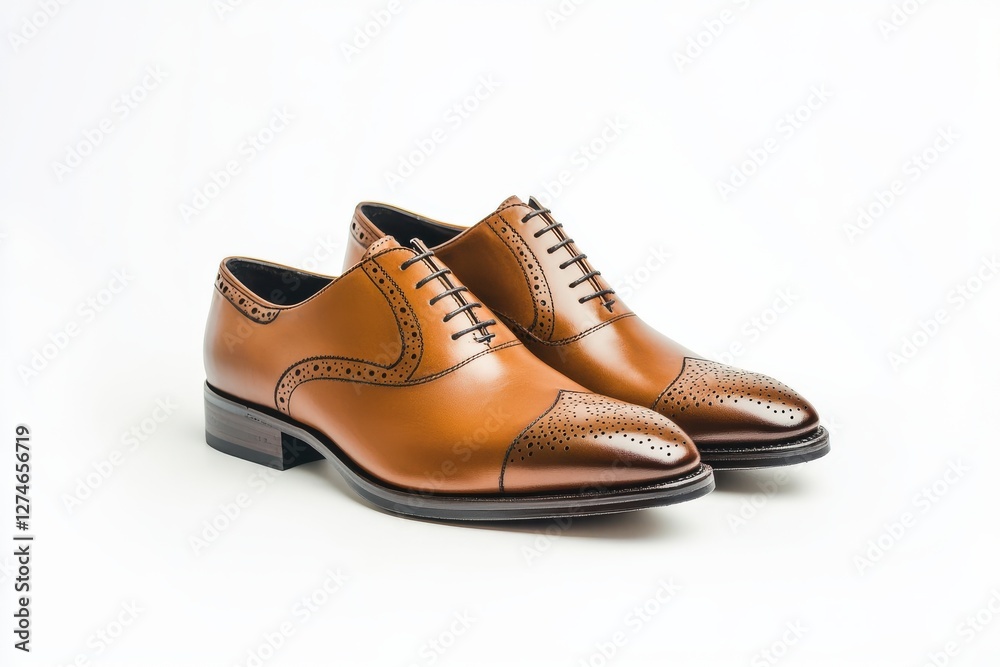 Elegant brown dress shoes displayed on a white background showcasing fine craftsmanship and design isolated on transparent background Elegant brown dress shoes displayed on a white background showcasing fine craftsmanship and design isolated on transparent background