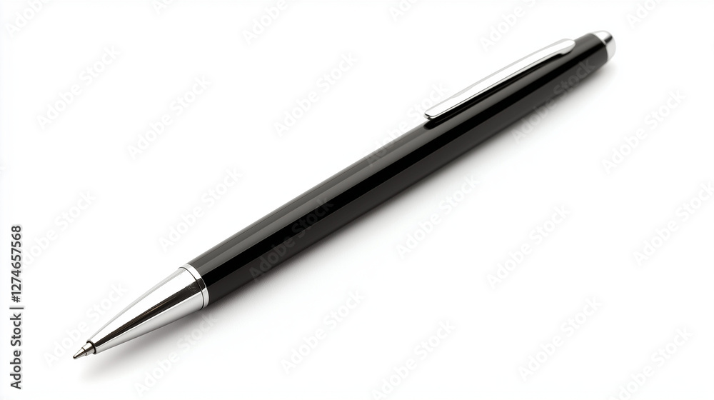 black ballpoint pen used for writing isolated on white background black ballpoint pen used for writing isolated on white background