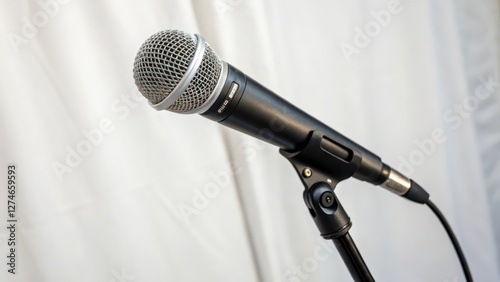 Microphone on Stand Against White Background