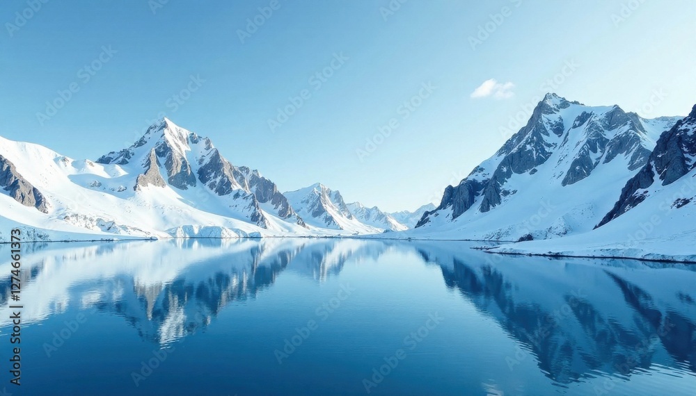 Antarctic landscape with snow-capped mountains, snowy, icy, mountain Antarctic landscape with snow-capped mountains, snowy, icy, mountain
