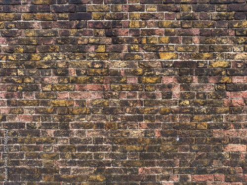 Historic London brick wall texture background with patina photo