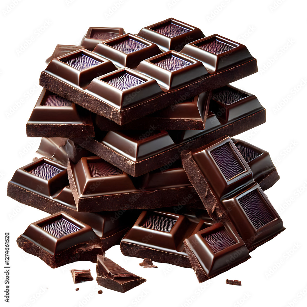 Stack of Dark Chocolate Bars with Distinct Pattern on Transparent Background Stack of Dark Chocolate Bars with Distinct Pattern on Transparent Background