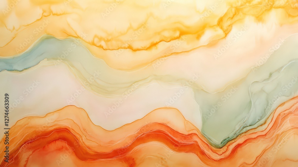 Fototapeta premium Abstract Watercolor Painting with Warm Earthy Tones and Flowing Waves