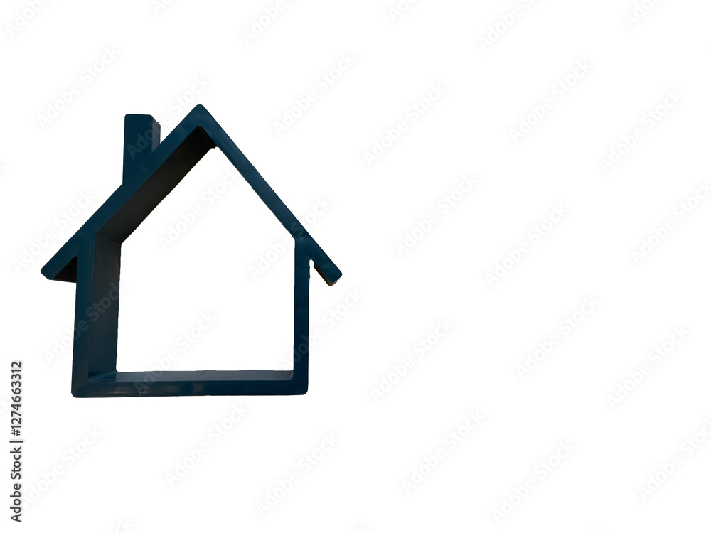 Minimalist Blue House-Shaped Frame With A Hollow Interior On A Black Background. Symbol Of Home, Real Estate, Architecture, And Property Investment. Modern And Elegant Design For Housing Concepts... Minimalist Blue House-Shaped Frame With A Hollow Interior On A Black Background. Symbol Of Home, Real Estate, Architecture, And Property Investment. Modern And Elegant Design For Housing Concepts...