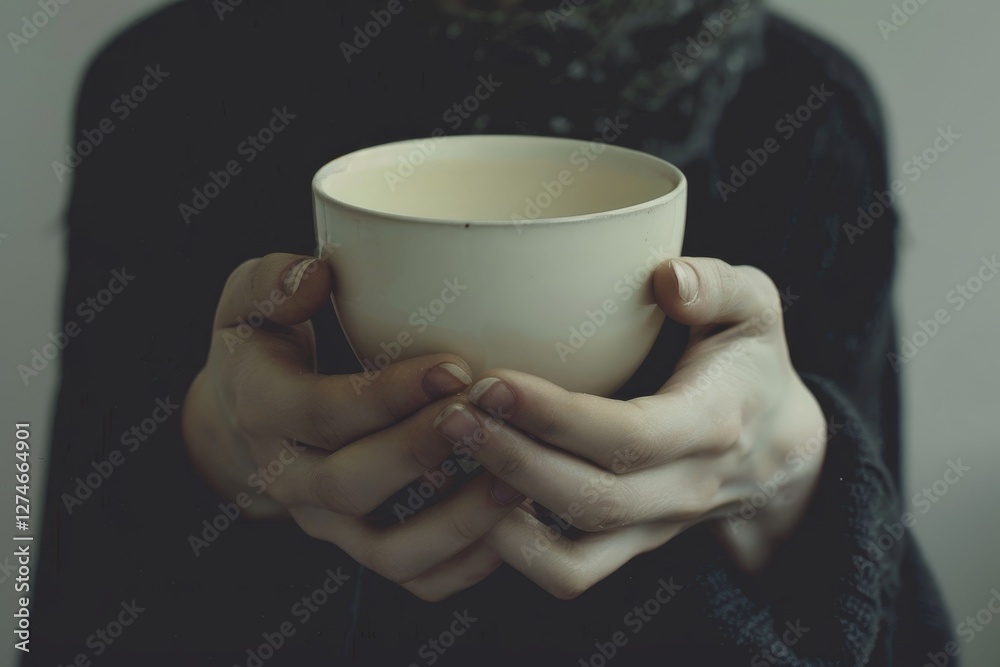 Capturing the moment of milk splashing from a cup held in a hand against a dark background during a creative photography session Capturing the moment of milk splashing from a cup held in a hand against a dark background during a creative photography session