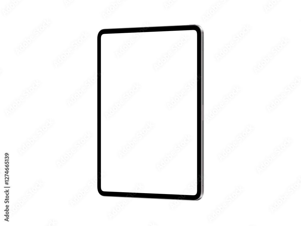 A highly detailed, transparent tablet in right view mockup featuring blank screen in 10k resolution. A highly detailed, transparent tablet in right view mockup featuring blank screen in 10k resolution.