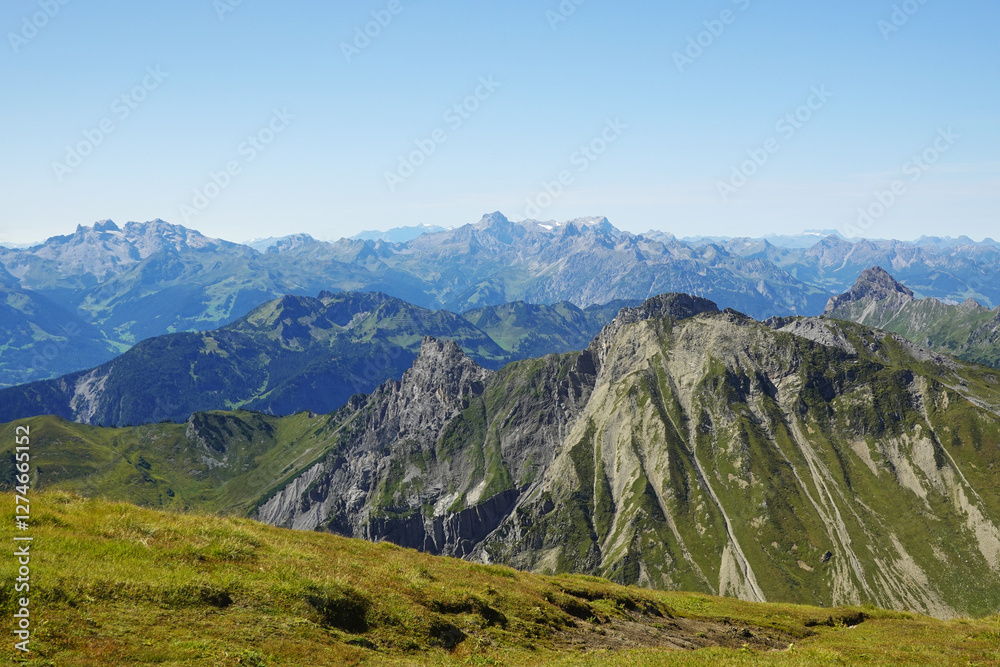 Naklejka premium The panorama from Valluga mountain, Sankt Anton, Austria