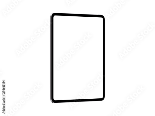 A highly detailed, transparent tablet mockup featuring blank screen in 10k resolution.

