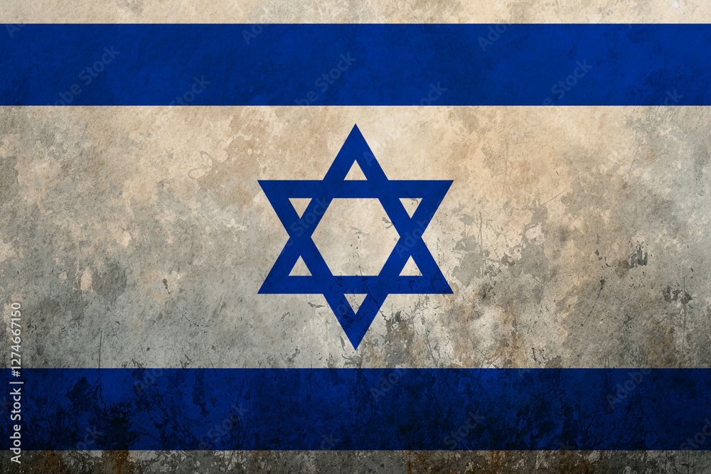 Obraz premium Cracked Israel flag. Concept of war in the Middle East. Israel flag on the cracked earth. Natural disaster concept
