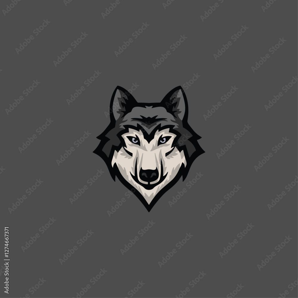 Obraz premium Wolf mascot logo flat vector design