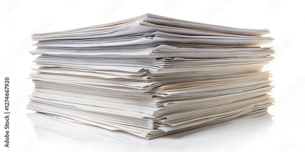 Stack of Paper on White Background Stack of Paper on White Background