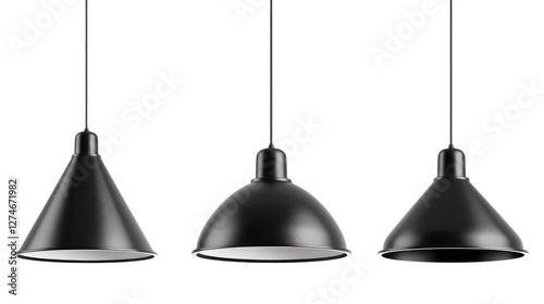 Hanging lamps, set. Chandeliers, lamps, bulbs - elements of modern interior, beautiful isolated on transparent photo