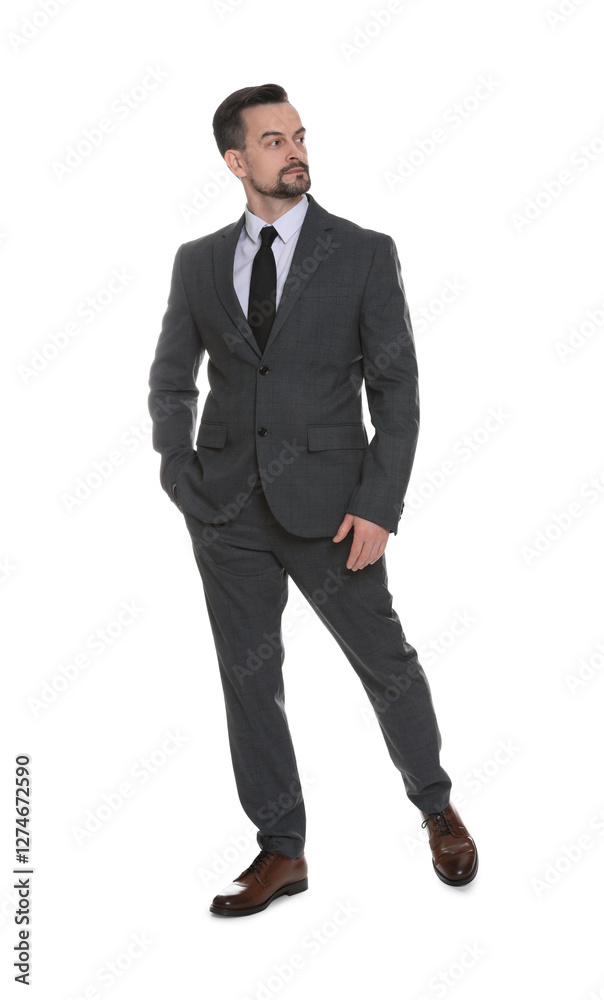 Confident man in classic suit on white background Confident man in classic suit on white background