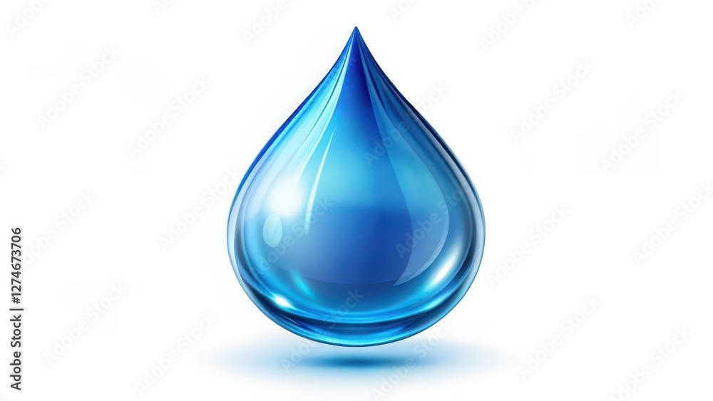 Single Water Drop on White Background Single Water Drop on White Background