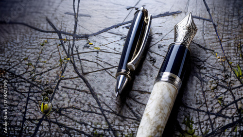 fountain pen and ink pen