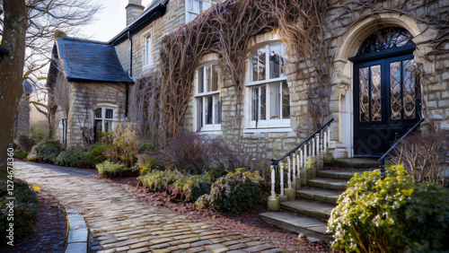 narrow street in old town, old house in England