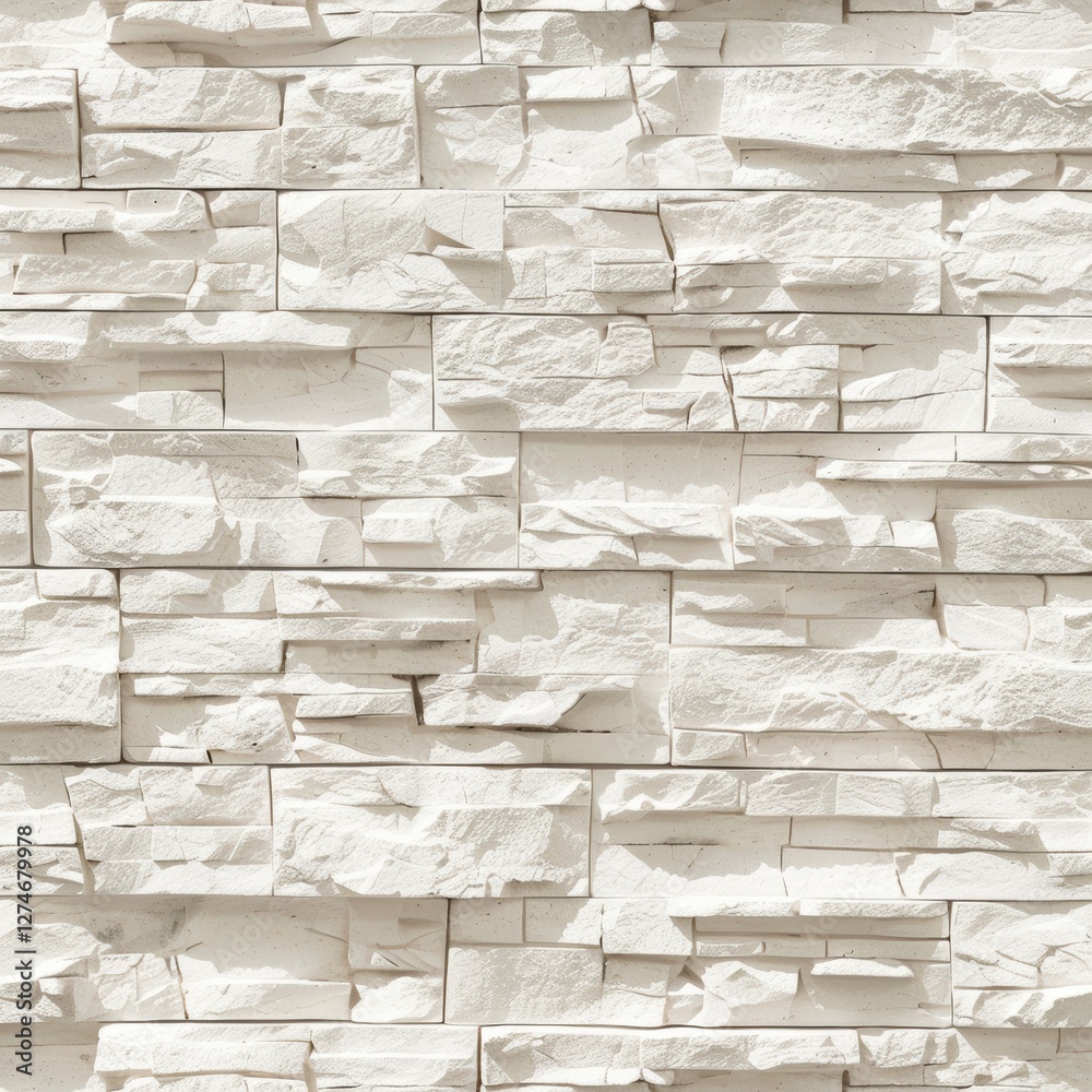 Fototapeta premium This textured white stone wall features a contemporary design with uneven surfaces, perfect for enhancing the aesthetic of living rooms and commercial spaces