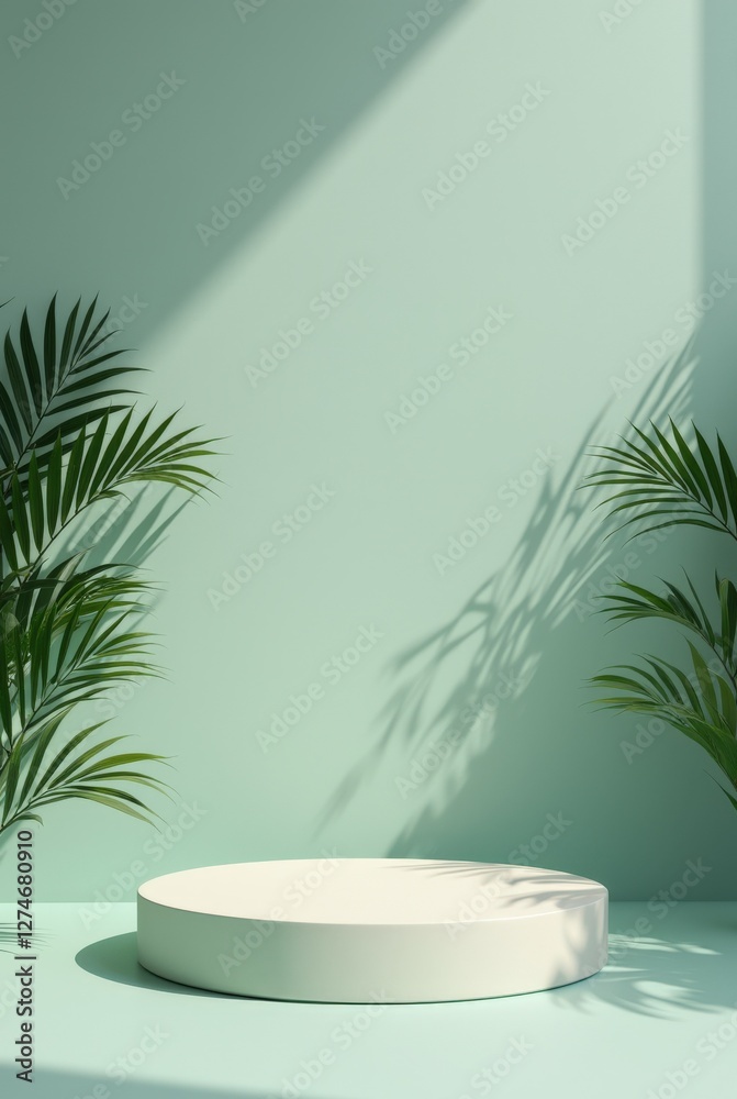 Obraz premium Modern Indoor Design Featuring a Minimalist Display Area and Lush Greenery
