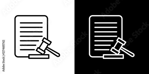 Court decision icon set. vector illustrations in black and white strokes