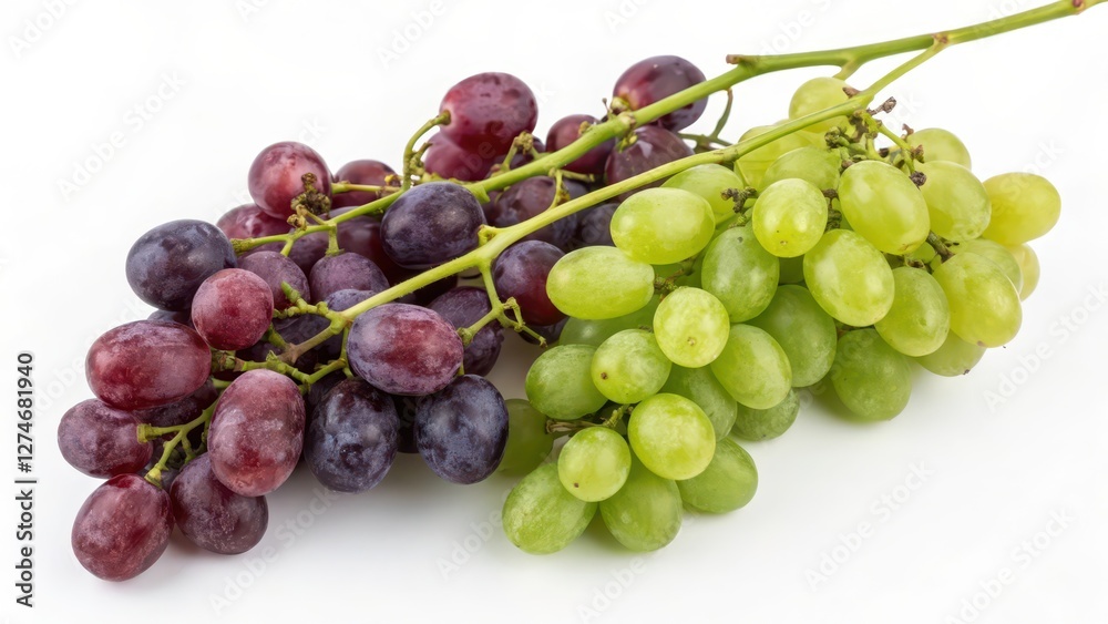 Obraz premium Red and Green Grapes on White Background