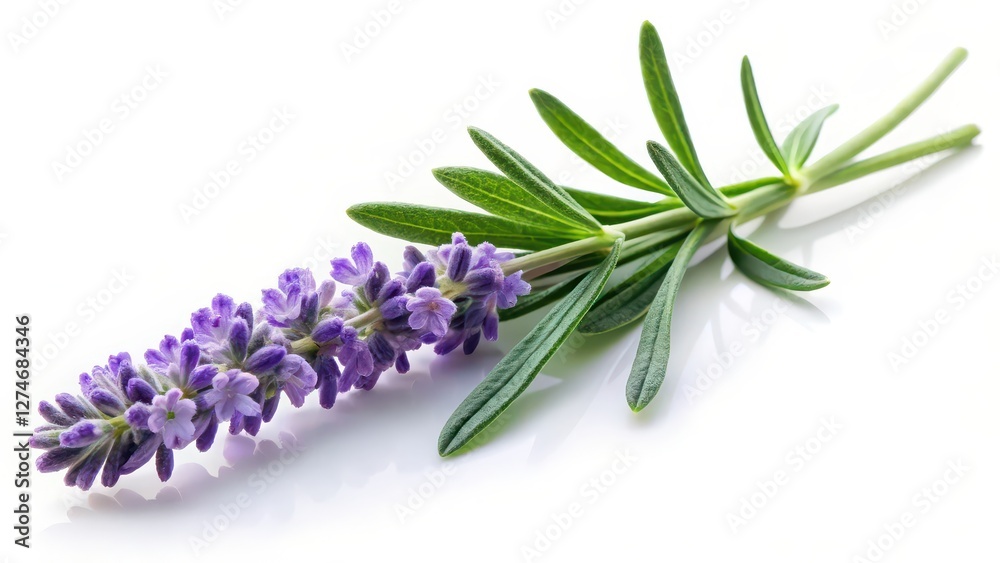 Fototapeta premium Lavender Sprig on White Background