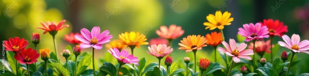 Colorful flowers blooming in a garden with changing seasons , flowers, winter, garden Colorful flowers blooming in a garden with changing seasons , flowers, winter, garden
