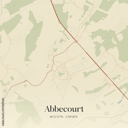 Vintage map of Abbecourt, France.
