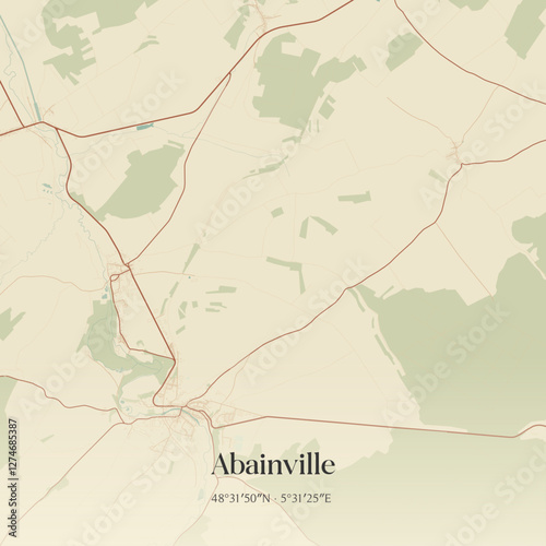 Vintage map of Abainville, France.