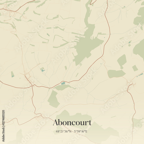 Vintage map of Aboncourt, France.