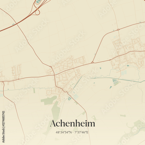Vintage map of Achenheim, France.
