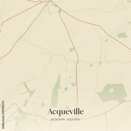 Vintage map of Acqueville, France.
