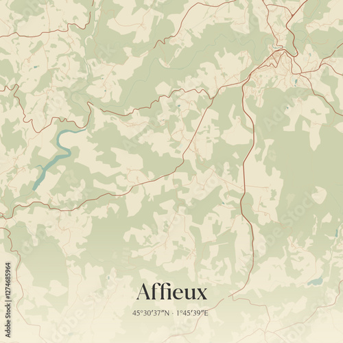 Vintage map of Affieux, France.