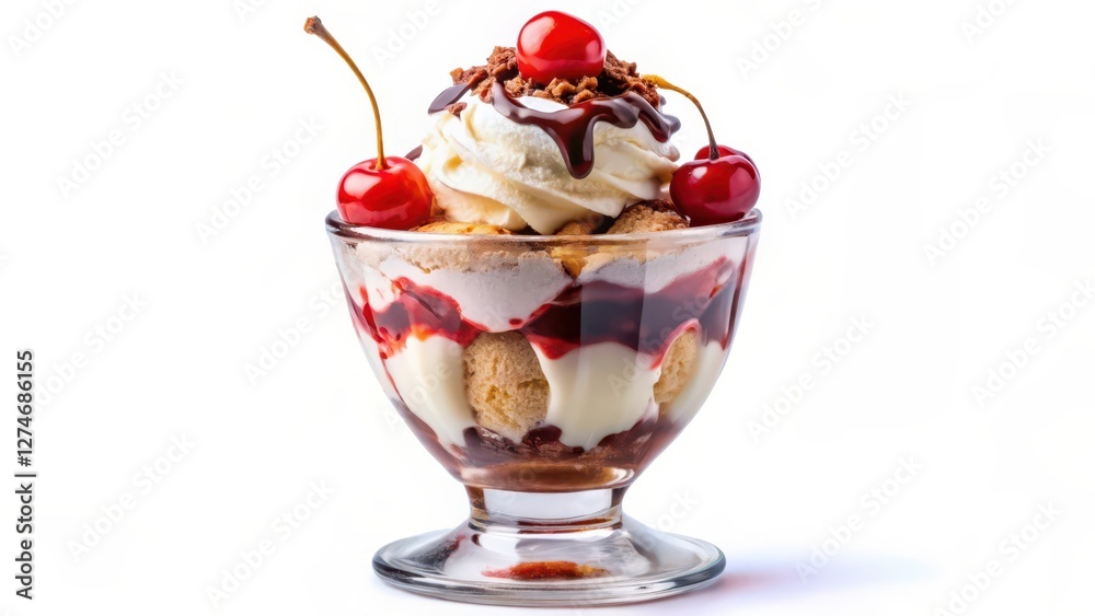 Banana Split Sundae on White Background Banana Split Sundae on White Background
