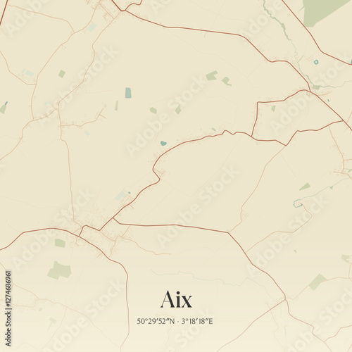 Vintage map of Aix, France.