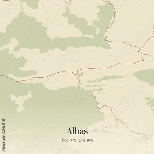 Vintage map of Albas, France.