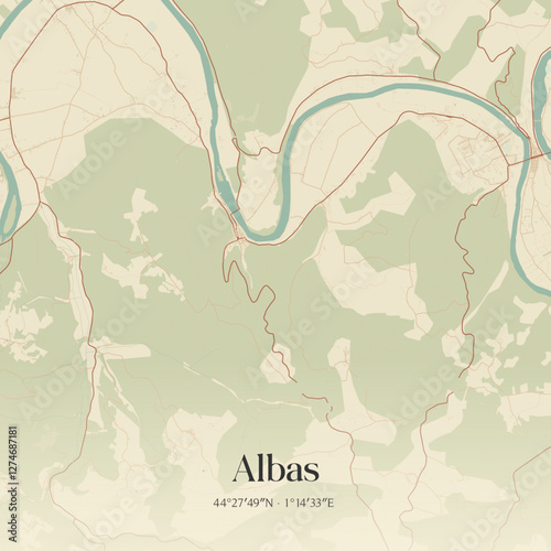 Vintage map of Albas, France.