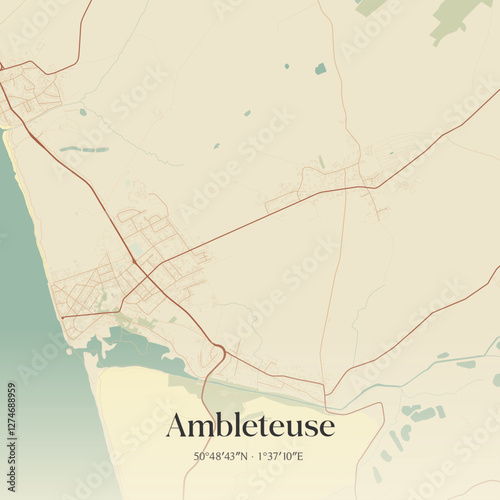 Vintage map of Ambleteuse, France.